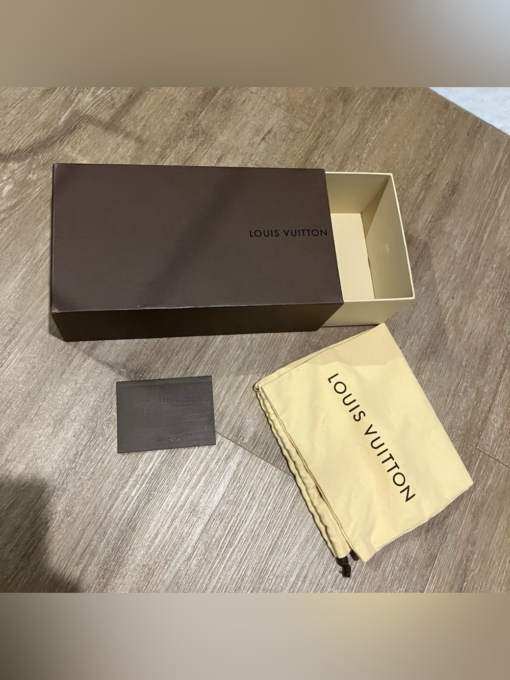 Louis Vuitton Brown Box and Cream Dust Bag Set